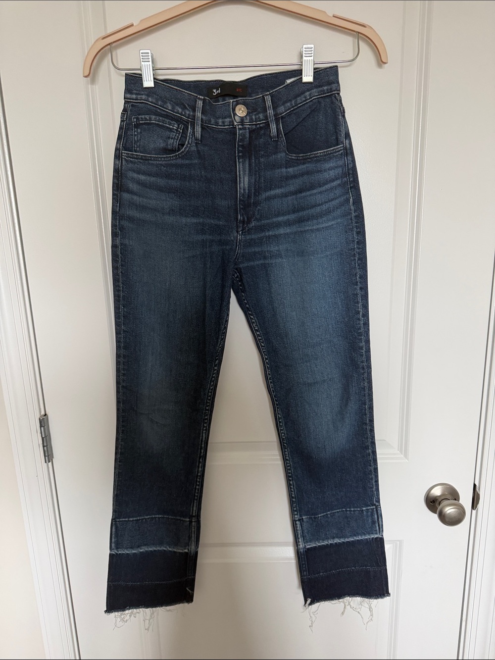 3x1 Dark Indigo High-Rise Cropped Straight Jeans